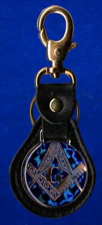 Chaveiro Luxo azul holográfico simbolo dourado